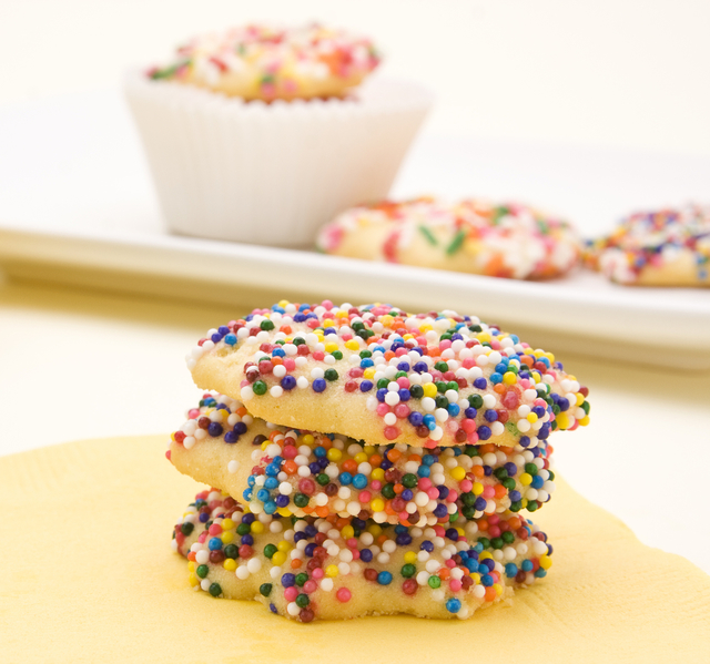 Rainbow covered cookies