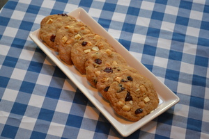 American styled, nut cookies with cranberries
