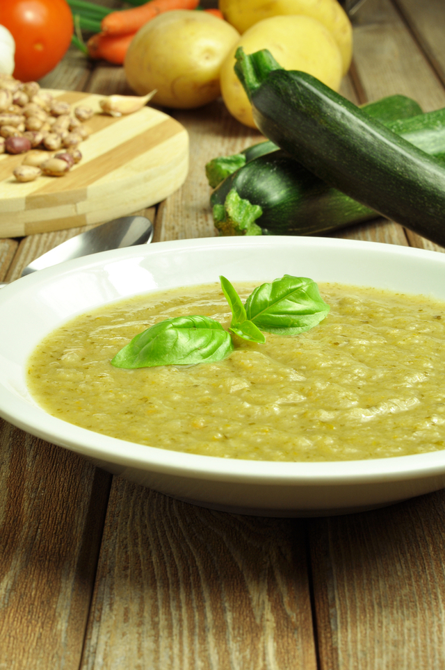 Cheesy courgette with potato soup