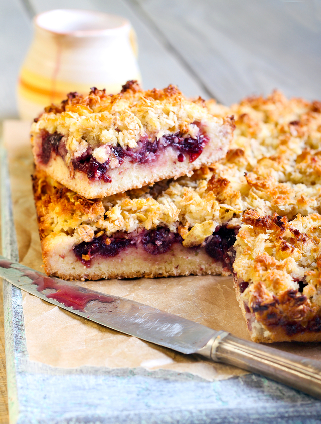 Cherry, chocolate and coconut squares