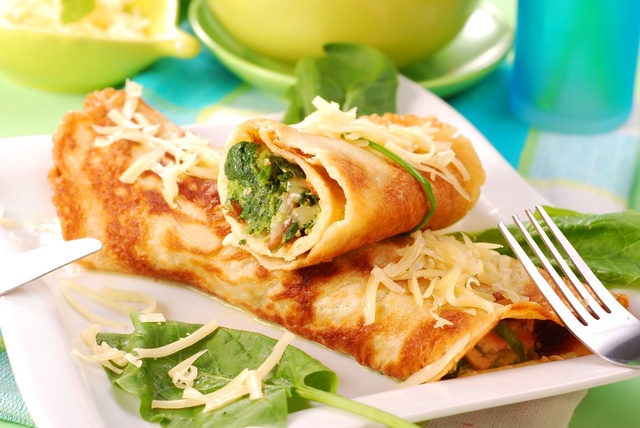Cheese and spinach pancakes