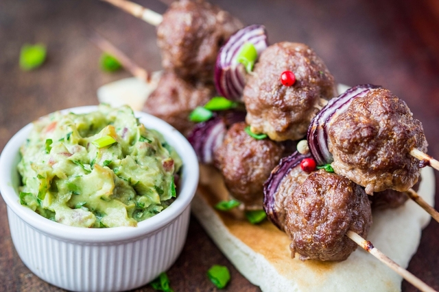 Spicy meatballs with guacamole