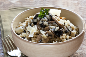Mushroom risotto with bacon