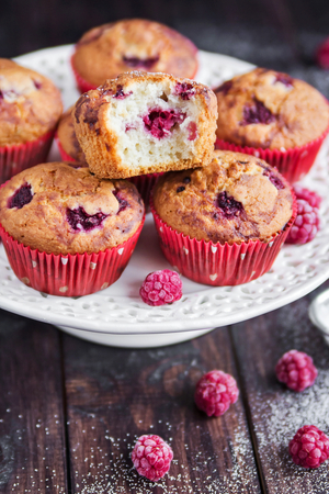 Raspberry with coffee muffins