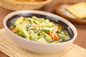 Potato and courgette, cheesy soup