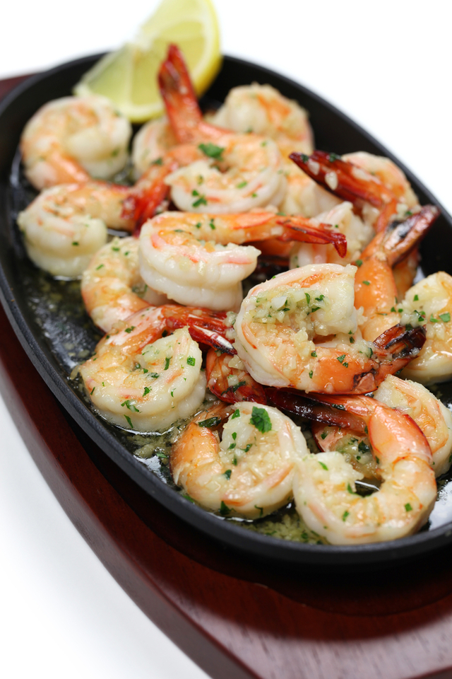 Herb butter prawns