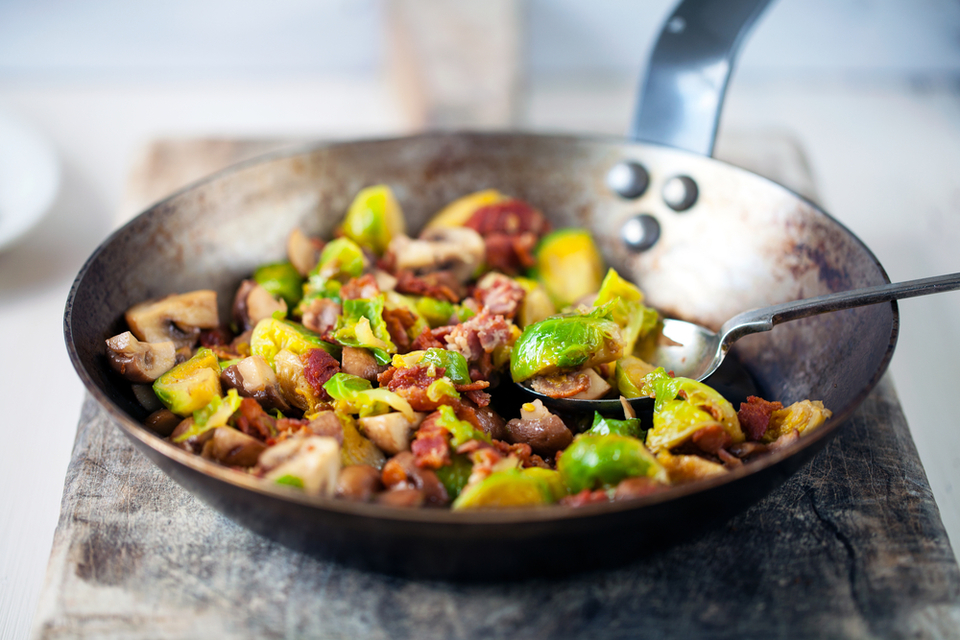 Buttered sprouts with chestnuts and crispy bacon MummyPages.ie