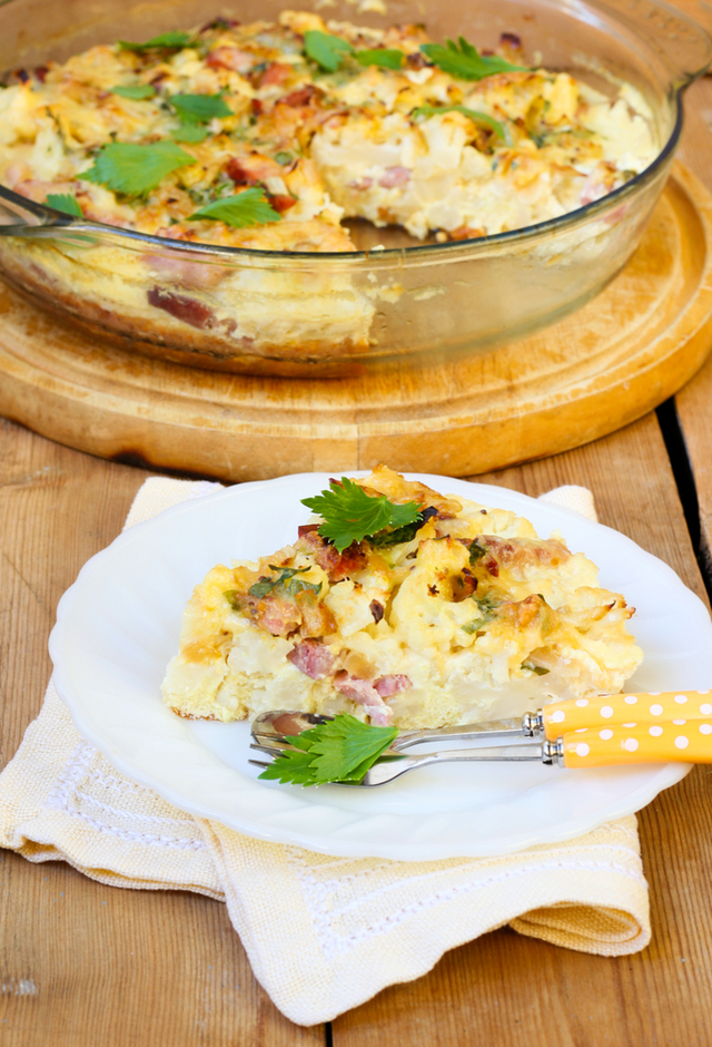 Cauliflower with bacon gratin