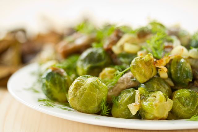 Brussel sprouts and crispy bacon, bake
