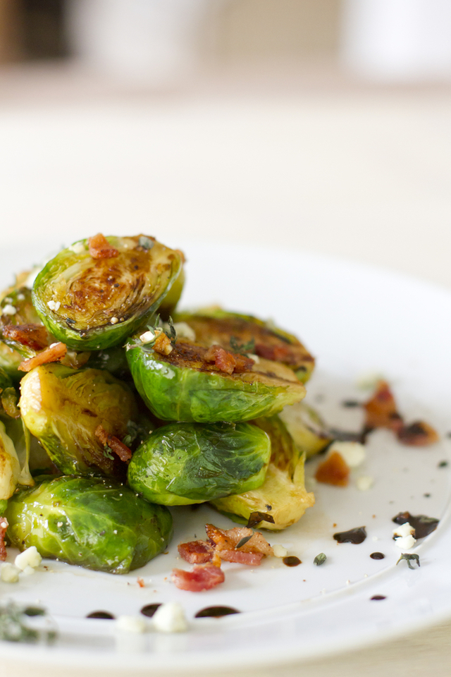 Buttered Brussel sprouts with chestnuts and pancetta