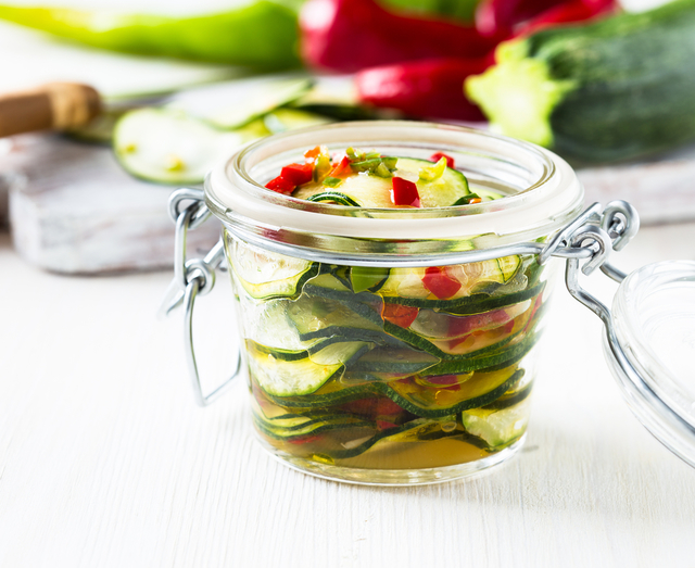 Pickled courgettes