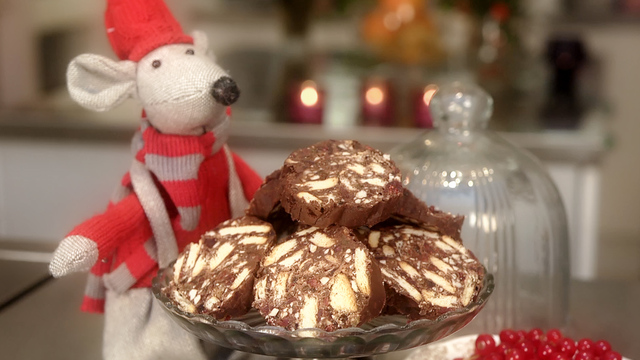 Fruit and nutcase chocolate biscuits 