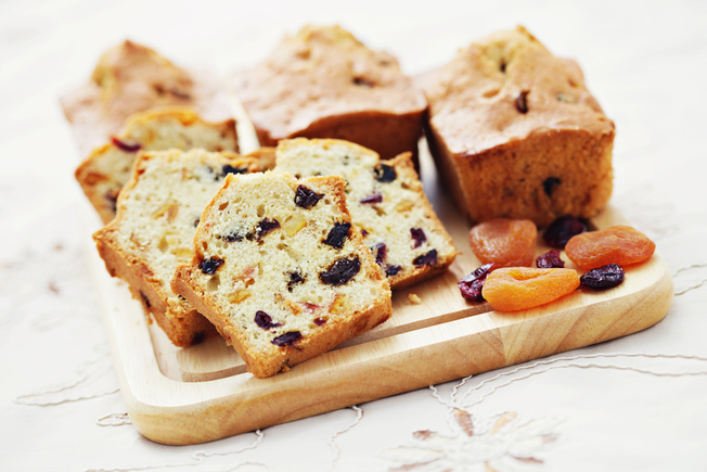 Fruit loaf infused with tea