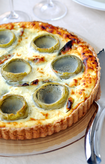 Artichoke and broad bean tart 