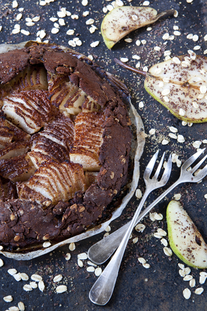 Chocolate and pear pudding