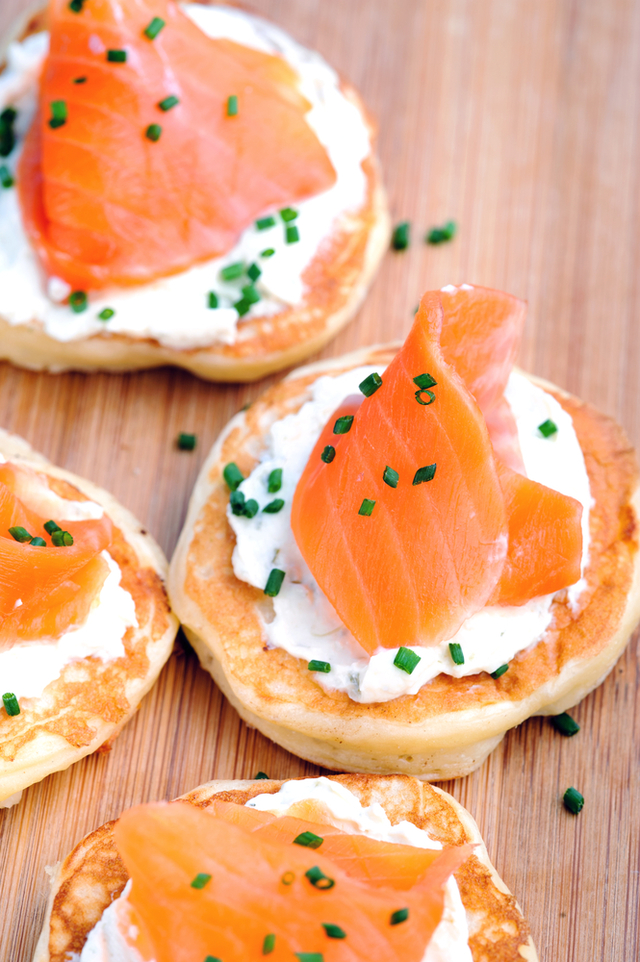 Smoked salmon and chive pancakes