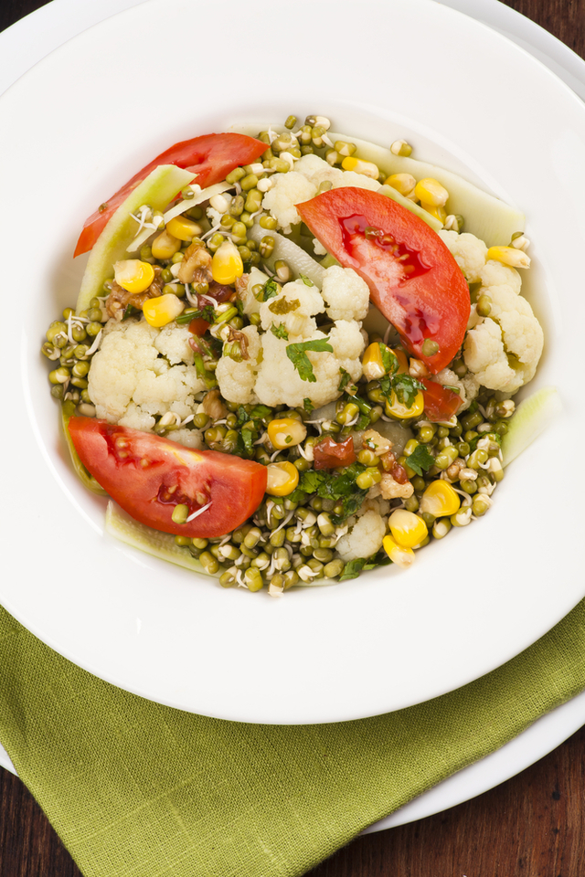 Cauliflower roasted with Moroccan spiced lentils