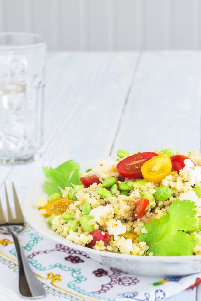 Moroccan bulghar wheat and feta salad 