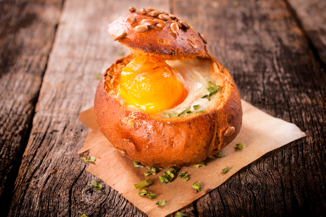 Baked egg and herb rolls