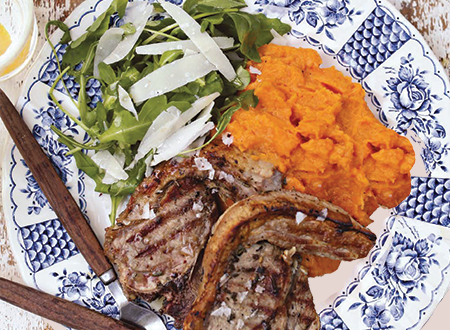 Paul Flynn's lamb loin chops with a sweet potato and parmesan mash