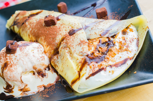 Natural pancakes wrapped in HB Frantic Fudge Ice Cream