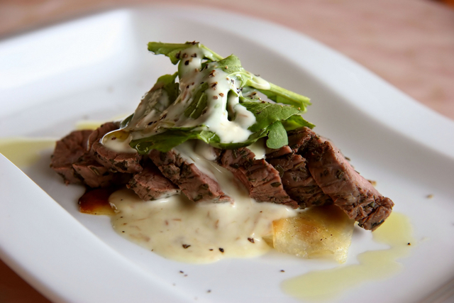 Rib-eye steak with herb hollandaise