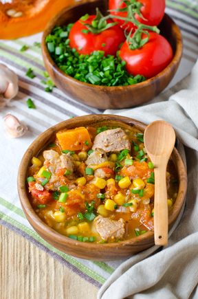 Stewed lamb with chickpeas