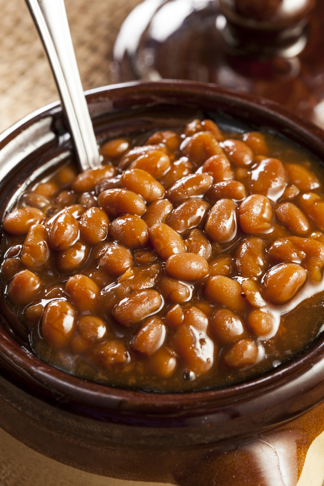 BBQ style beans with mashed potato 