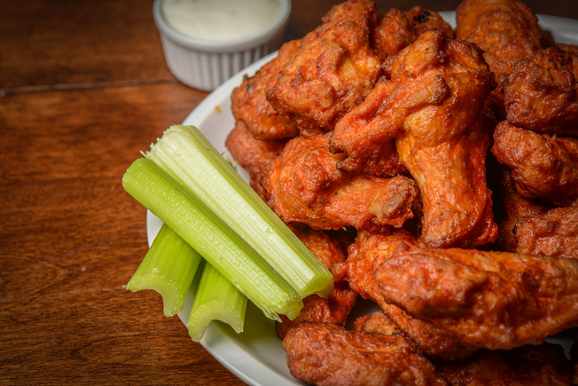 Budget spicy wings with blue cheese dip 