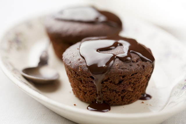 Chocolate sponge with hot chocolate custard