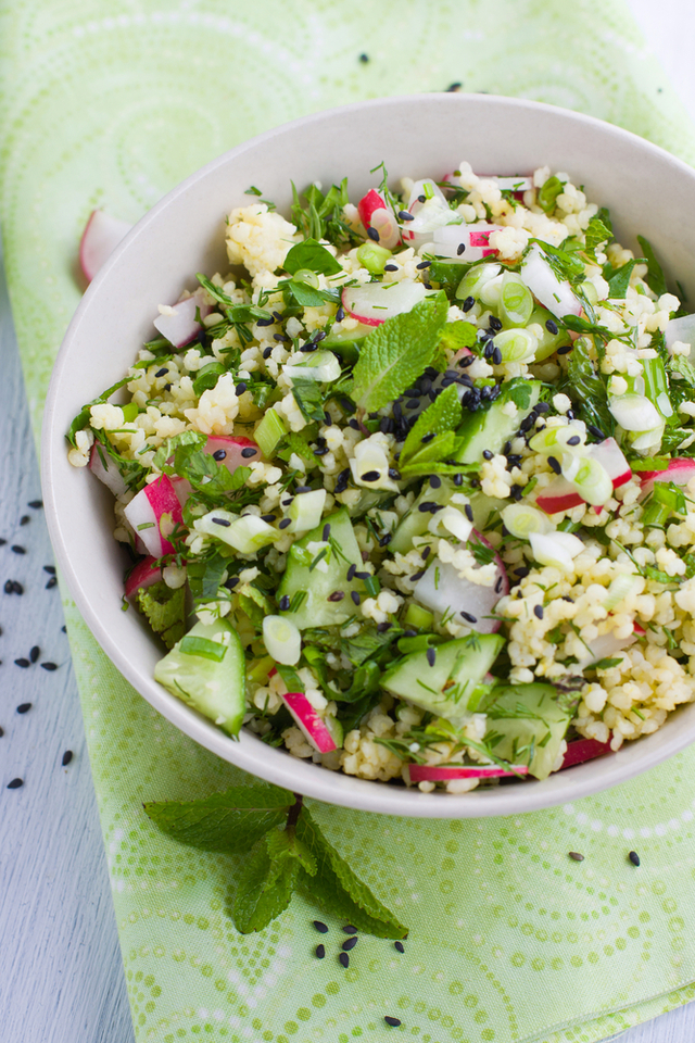 Mint couscous with mixed vegetables