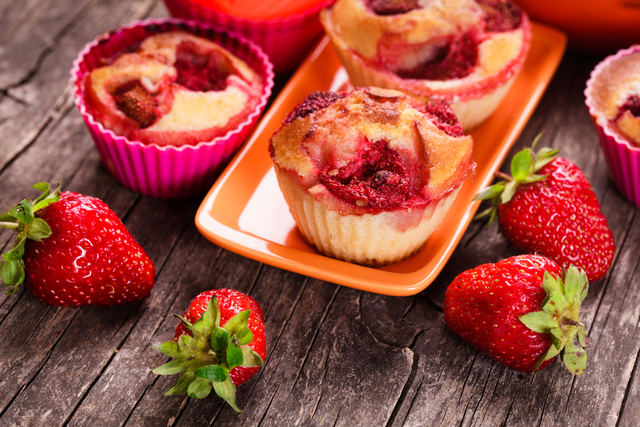 Fresh strawberry muffins