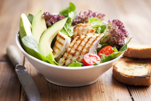 Grilled turkey with avocado salad