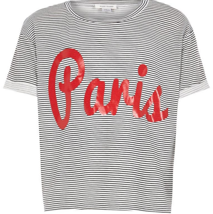 Girls navy stripe Paris T-shirt