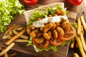 Shrimp ‘po boy’ submarine sandwiches