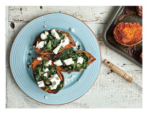 Paul Flynn’s baked sweet potato with feta cheese, spinach and chilli pumpkin seeds 