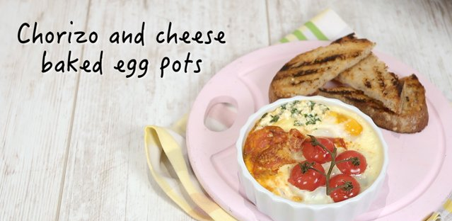 Chorizo and cheese baked egg pots