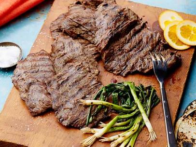 Beer-marinated grilled skirt steak  