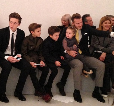 David Beckham with Brooklyn, Romeo, Cruz and Harper