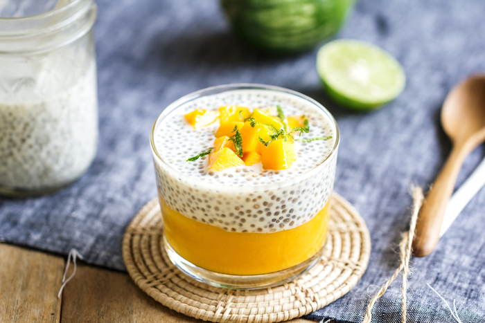 Mango and lime chia pudding