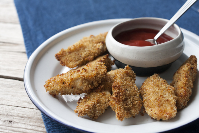 Quinoa coated chicken goujons