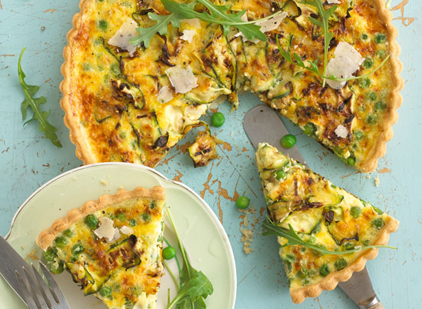 Pea, Parmesan and Courgette Tart