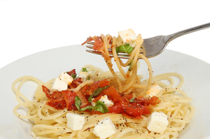 Spaghetti with charred tomato sauce