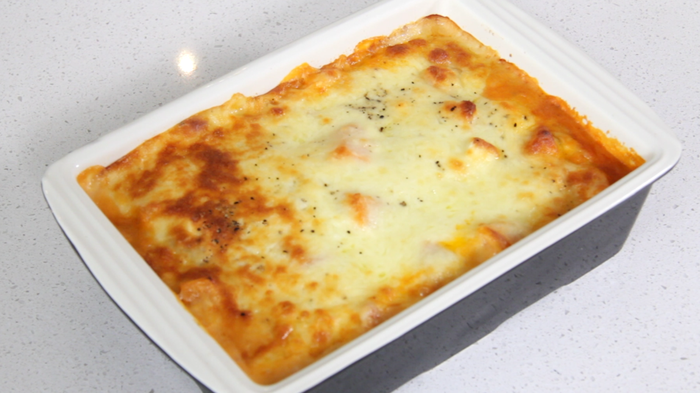 Chicken, butternut squash and feta lasagne