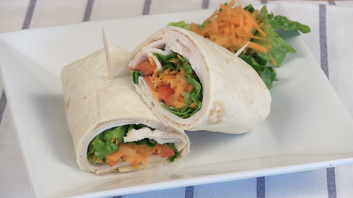 Roast turkey and veggie wraps