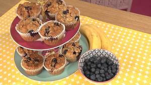 Banana, blueberry and chia seed muffins