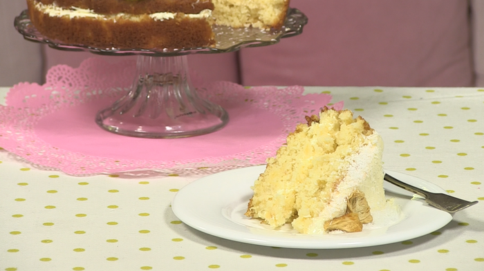 Tropical victoria sponge with pineapple and coconut