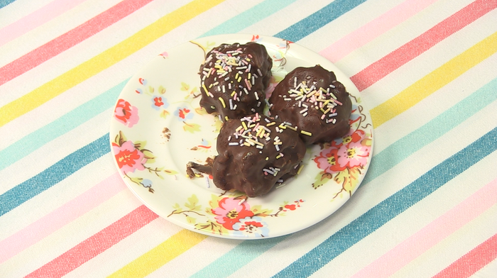 Chocolate peanut butter crisped rice balls