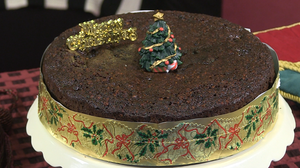Chocolate and fruit Christmas cake