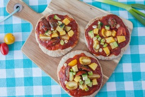 Wholewheat pineapple and vegetable pita pizza